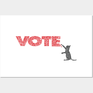 Cat Scratching The Red Vote Circle Design Posters and Art